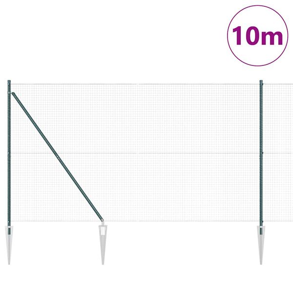 vidaXL Ogrodzenie z słupkami Zielony 1.5 x 10 m Stal