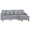 vidaXL 3-osobowa sofa z podnóżkiem, jasnoszara, 180 cm, tkaniną