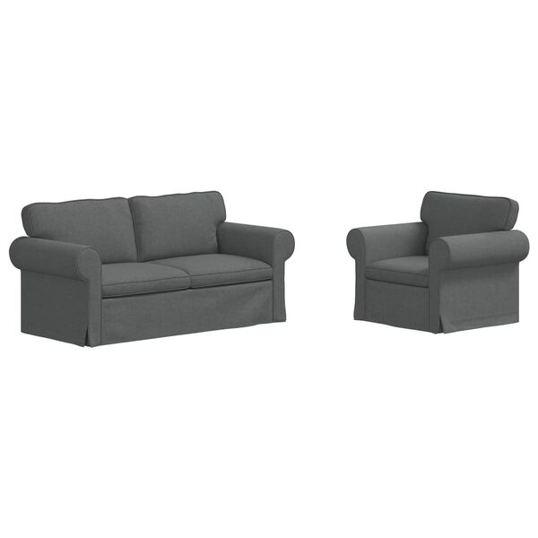 vidaXL Sofa 2 pcs Ciemnoszary 175 x 82 x 80 cm tkanina