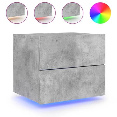 vidaXL Wisząca szafka nocna z podświetleniem LED, szarość betonu