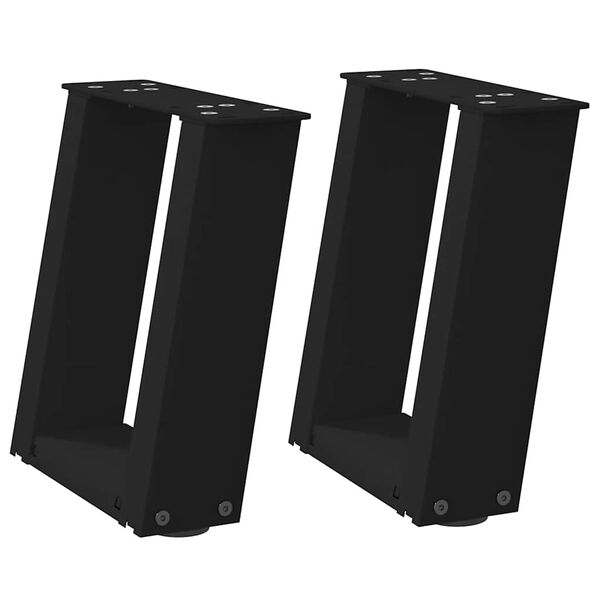 vidaXL Nogi do stolika kawowego w kształcie litery U 2 szt. Czarne 30x(30-31) cm Stal