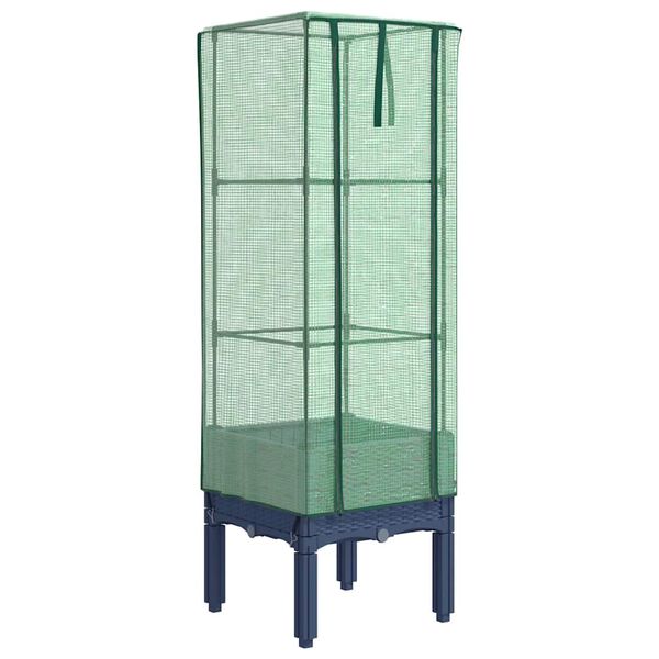 vidaXL Podwyższona donica ze szklarnią, wygląd rattanu, 40x40x140 cm