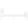 vidaXL Metalowa rama łóżka z wezgłowiem i zanóżkiem, biała, 135x190 cm