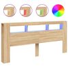 vidaXL Wezgłowie ł&oacute;żka z LED, dąb sonoma, 220x18,5x103,5 cm