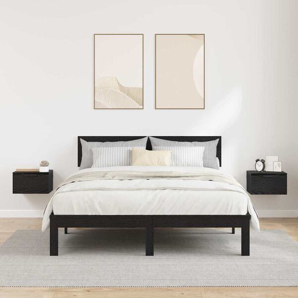 vidaXL Szafka Nocna z szufladą 2 pcs Czarny Dąb 34 x 30 x 20 cm