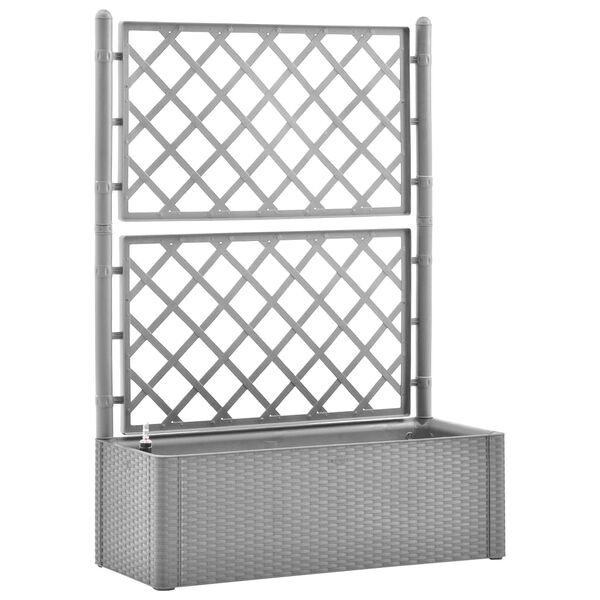 vidaXL Podwyższona donica z treliażem i systemem podlewania, szara