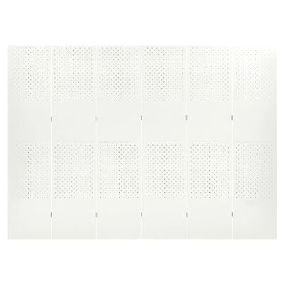 vidaXL Parawan 6-panelowy, biały, 240 x 180 cm, stalowy