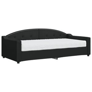 vidaXL Sofa z materacem do spania, czarna, 90x200 cm, tkanina