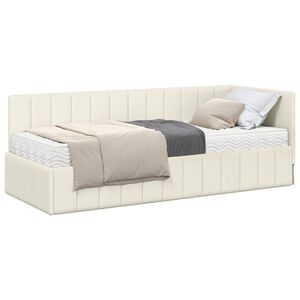 vidaXL Rama Ł&oacute;żka Narożnego z Materacem 2 szt. Kremowy 80 x 200 cm