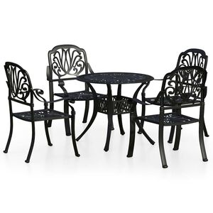 vidaXL 5-cz. zestaw mebli bistro ze stopu aluminium, czarny