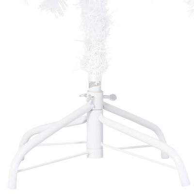 vidaXL Sztuczna choinka z lampkami i bombkami, biała, 150 cm, PVC