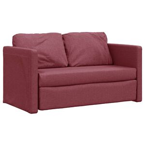 vidaXL Sofa podłogowa 2-w-1, winna czerwień, 112x174x55 cm, tkanina