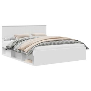 vidaXL Ramka ł&oacute;żka Z zagł&oacute;wkiem Biały 160 x 200 cm Lite drewno sosnowe
