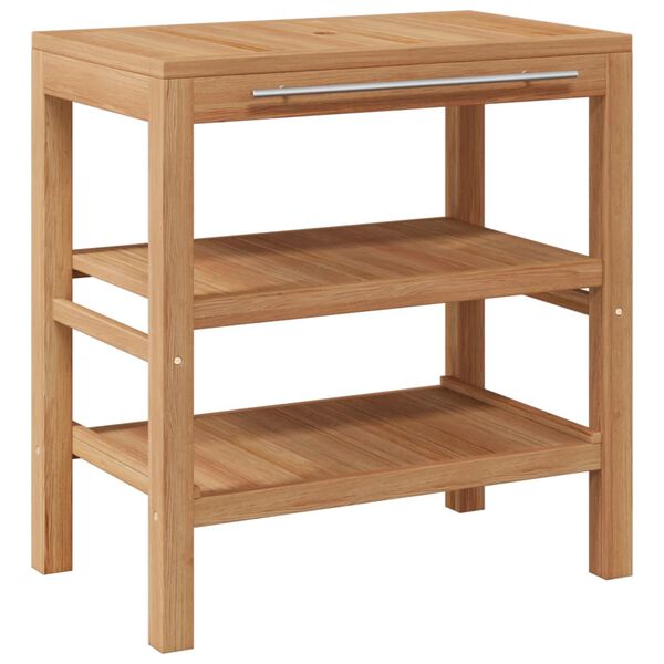 vidaXL Szafka łazienkowa z kamiennymi umywalkami, lite drewno tekowe