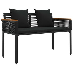 vidaXL Ławka ogrodowa 2 -Seater 117 x 54 x 74.5 cm polirattan Czarny