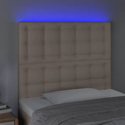 vidaXL Zagłówek do łóżka, cappuccino, 80x5x118/128 cm, sztuczna skóra