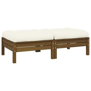 vidaXL 2-osobowa sofa ogrodowa z kremowymi poduszkami, drewno sosnowe