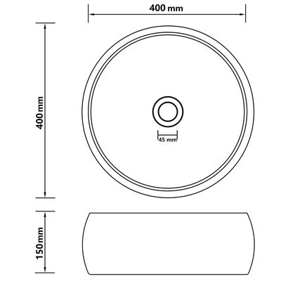 vidaXL Luksusowa, okrągła umywalka, matowa biel, 40x15 cm, ceramiczna