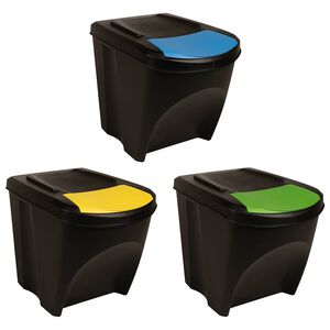 vidaXL Sztaplowane kosze na śmieci, 3 szt., antracytowe, 75 L