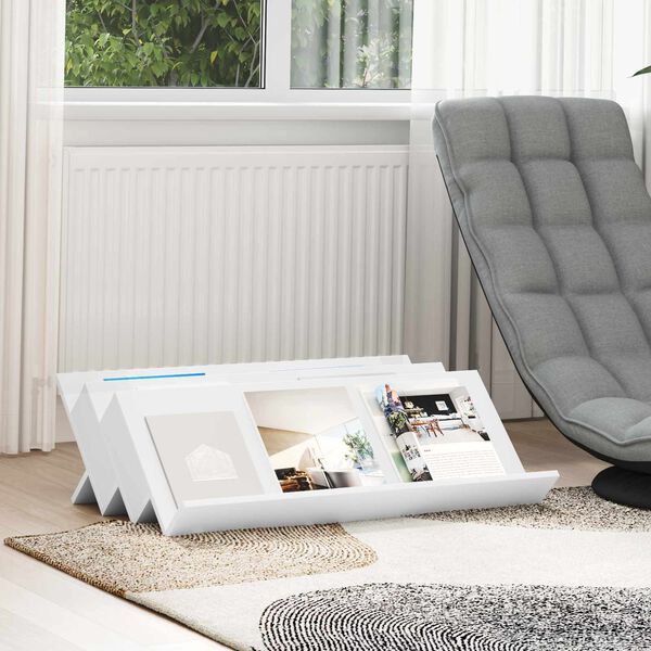 vidaXL Regał na gazety Biały 90 x 53 x 28,5 cm Materiał drewnopochodny