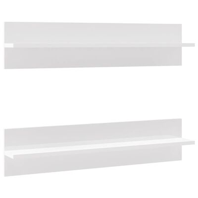 vidaXL Półki ścienne, 2 szt., wysoki połysk, białe, 80 x 11,5 x 18 cm