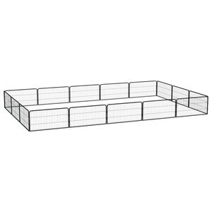 vidaXL Kojec dla psa, 16 panele, czarny, 100x50 cm, stal