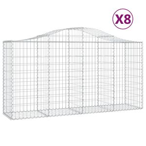 vidaXL Kosze gabionowe, 8 szt, 200x50x100/120 cm, galwanizowane żelazo
