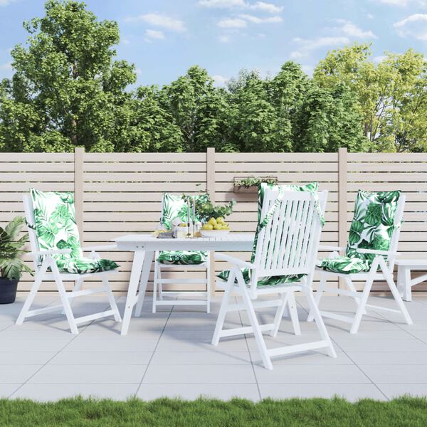 vidaXL Poduszki na krzesła z wysokim oparciem, 4 szt., wz&oacute;r w liście