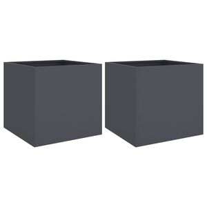 vidaXL Donice, 2 szt., antracytowe, 42x40x39 cm, stal