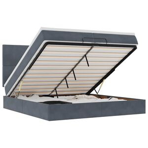 vidaXL Rama ł&oacute;żka otomana z materacami, szara, 200x200 cm, aksamit