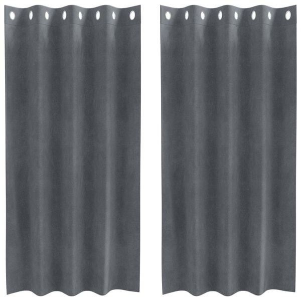 vidaXL Zasłony zaciemniające 2 pcs Jasnoszary 140 x 175 cm Aksamit