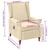 vidaXL Rozkładany fotel masujący, kremowy, obity tkaniną