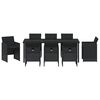 vidaXL Zestaw do jadalni w ogrodzie z poduszką 9 pcs Czarny polirattan
