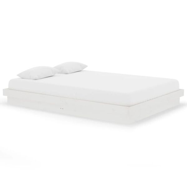 vidaXL Rama ł&oacute;żka, biała, lite drewno, 140 x 200 cm