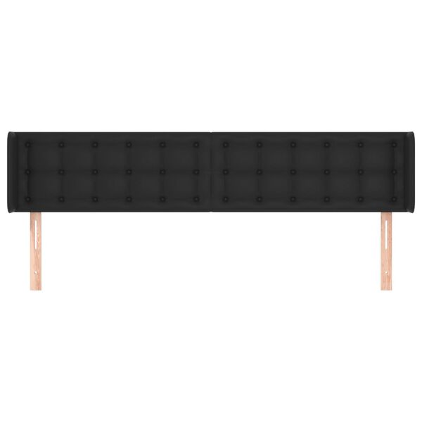 vidaXL Zagł&oacute;wek uszak, czarny, 203x16x78/88 cm, sztuczna sk&oacute;ra