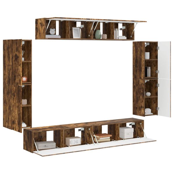 vidaXL Szafka pod telewizor 8 pcs Dąb wędzony