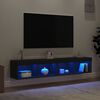 vidaXL Szafki TV, z LED, 2 szt., czarne, 80x30x30 cm