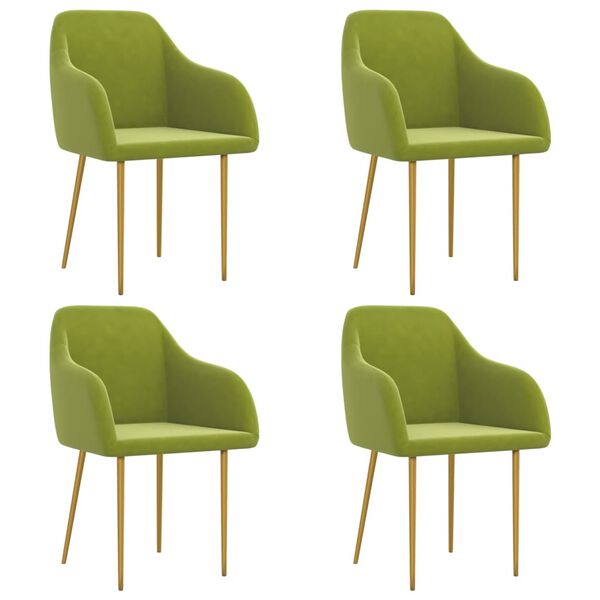 vidaXL Krzesła stołowe, 4 szt., jasnozielone, obite aksamitem