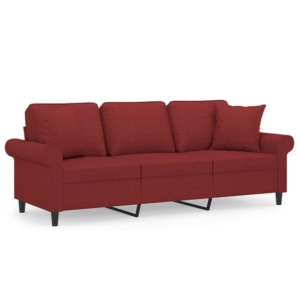 vidaXL 3-osobowa sofa wypoczynkowa z poduszkami, bordowa, 180 cm