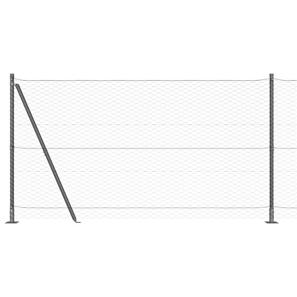 vidaXL Słupek ogrodzeniowy. Szary 25 x 1,4 m (siatka 36 mm) Stal i PVC