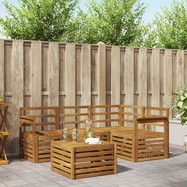 vidaXL Zestaw sof na zewnątrz 5 pcs Naturalny Lite Drewno Akacji