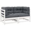 vidaXL 2-osobowa sofa ogrodowa z poduszkami, biała, drewno sosnowe