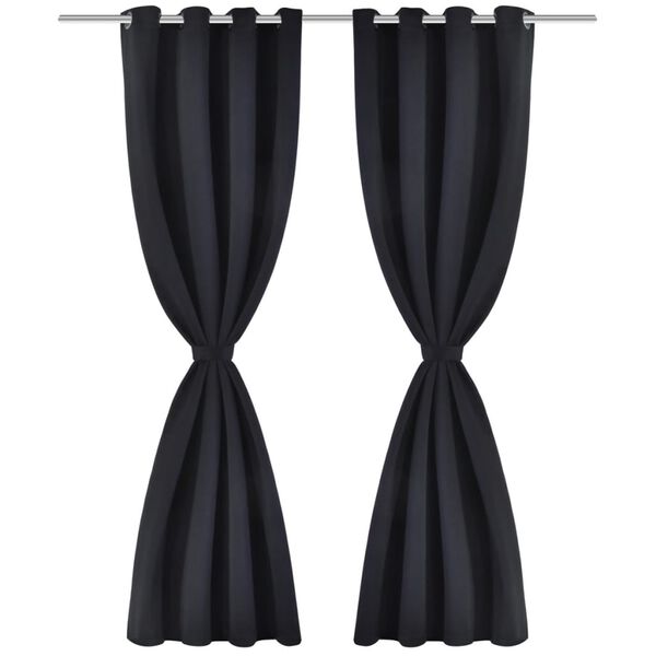 vidaXL Zasłona zaciemniająca z metalowymi kółkami, 270x245 cm, czarna