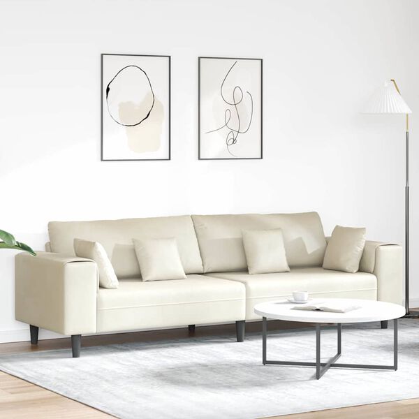 vidaXL Sofa welurowa z poduszką Kremowy 208 cm Aksamit