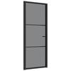 vidaXL Drzwi wewnętrzne, 83x201,5 cm, czarne, szkło ESG i aluminium