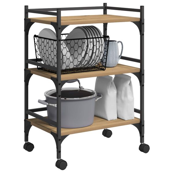 vidaXL W&oacute;zek Kuchenny Dąb rzemieślniczy 50 x 35 x 75.5 cm