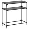 vidaXL Stolik kawowy z czarnym, szklanym blatem, 80x35x81 cm, stal