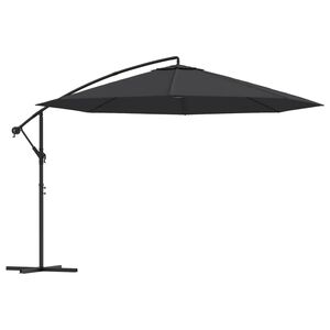 vidaXL Parasol wiszący z aluminiowym słupkiem, 350 cm, czarny