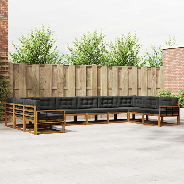 vidaXL Zestaw sof na zewnątrz 10 pcs Naturalny i Antracytowy