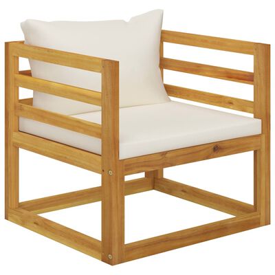 vidaXL Krzesło ogrodowe z kremowymi poduszkami, lite drewno akacjowe